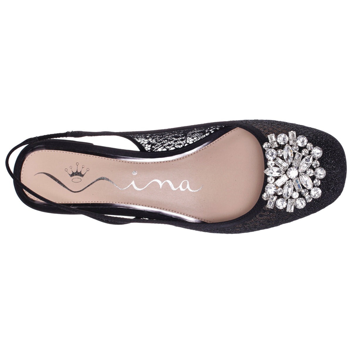 Klara Black Sling Back Low-Heel Flats | Nina Shoes