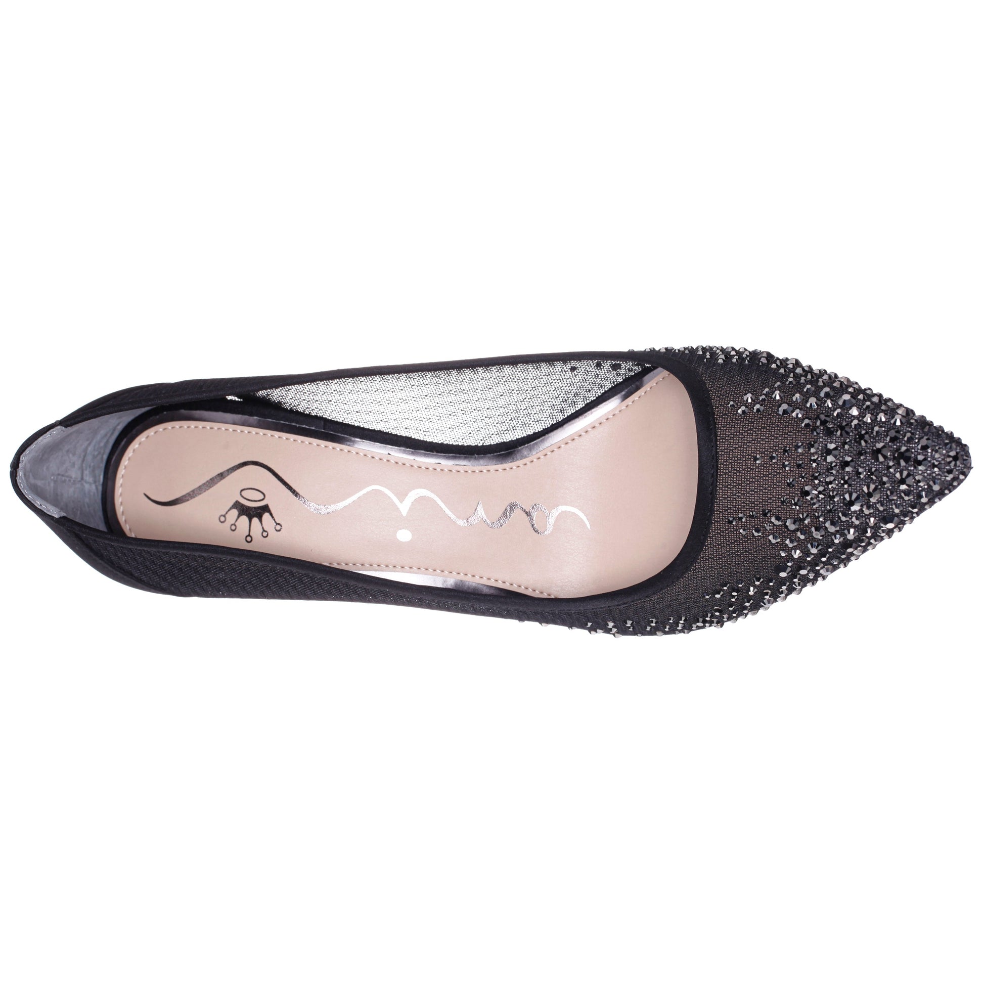 Nalia Black Mesh with Faceted Crystals High-Heel Pumps | Nina Shoes
