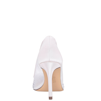Nalia White Mesh with Faceted Crystals High-Heel Pumps | Nina Shoes