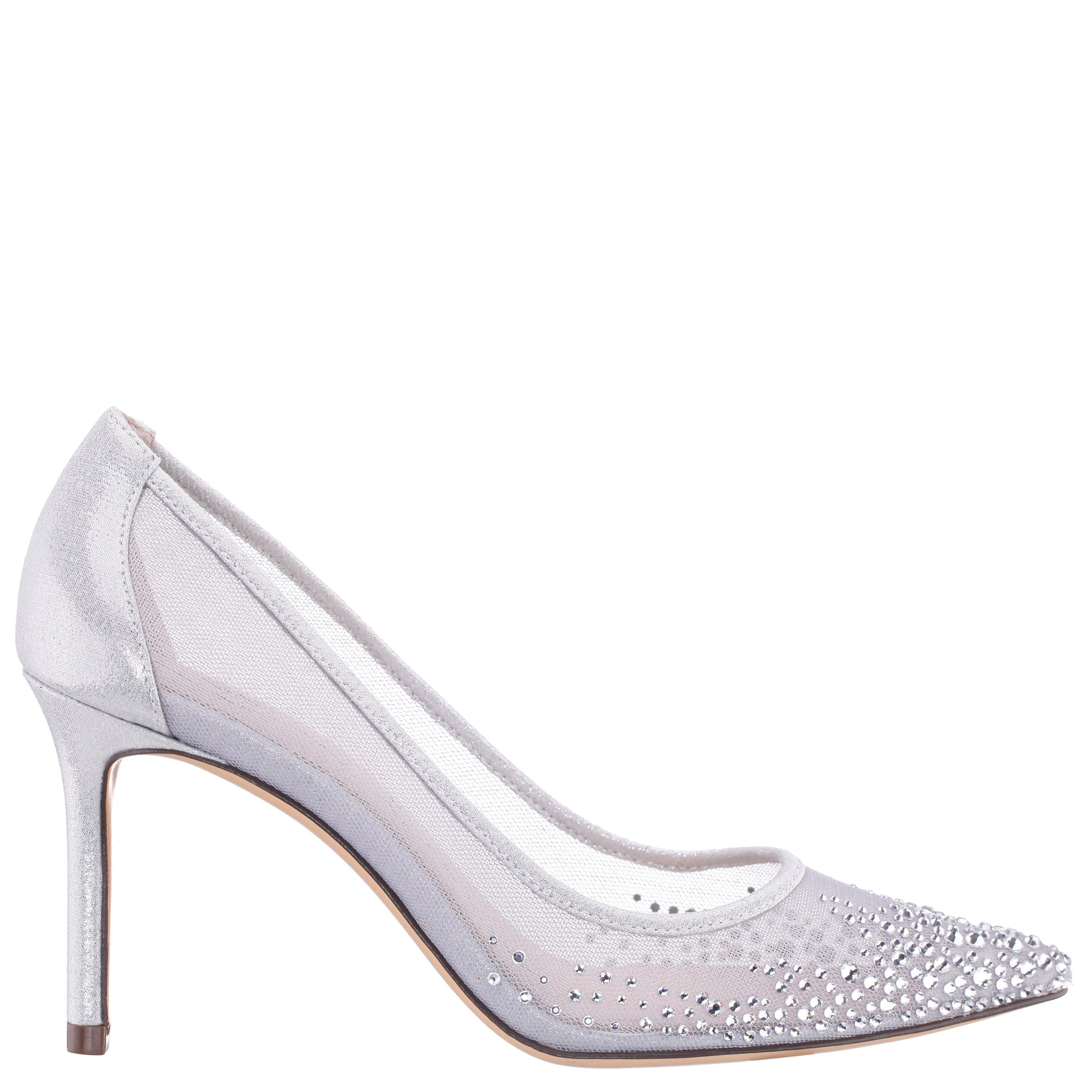 Nalia True Silver Mesh with Faceted Crystals High-Heel Pumps | Nina Shoes