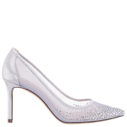 Nalia True Silver Mesh with Faceted Crystals High-Heel Pumps | Nina Shoes