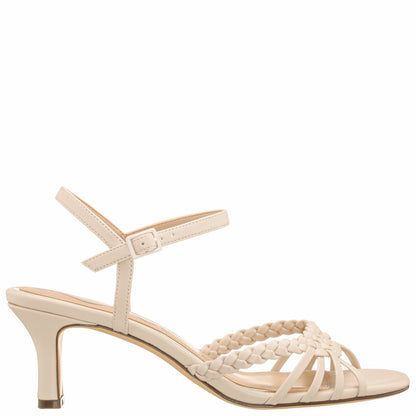 Babe Beige Leatherette Low-Heel Sandal | Nina Shoes