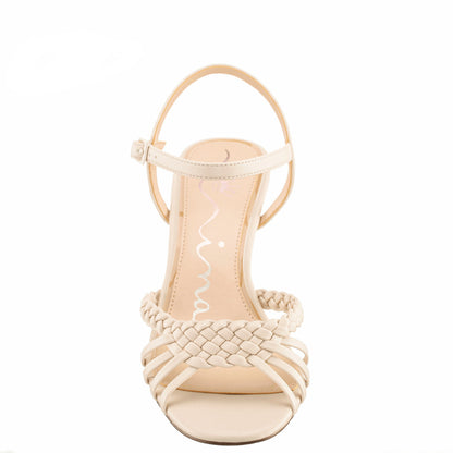 Babe Beige Leatherette Low-Heel Sandal | Nina Shoes