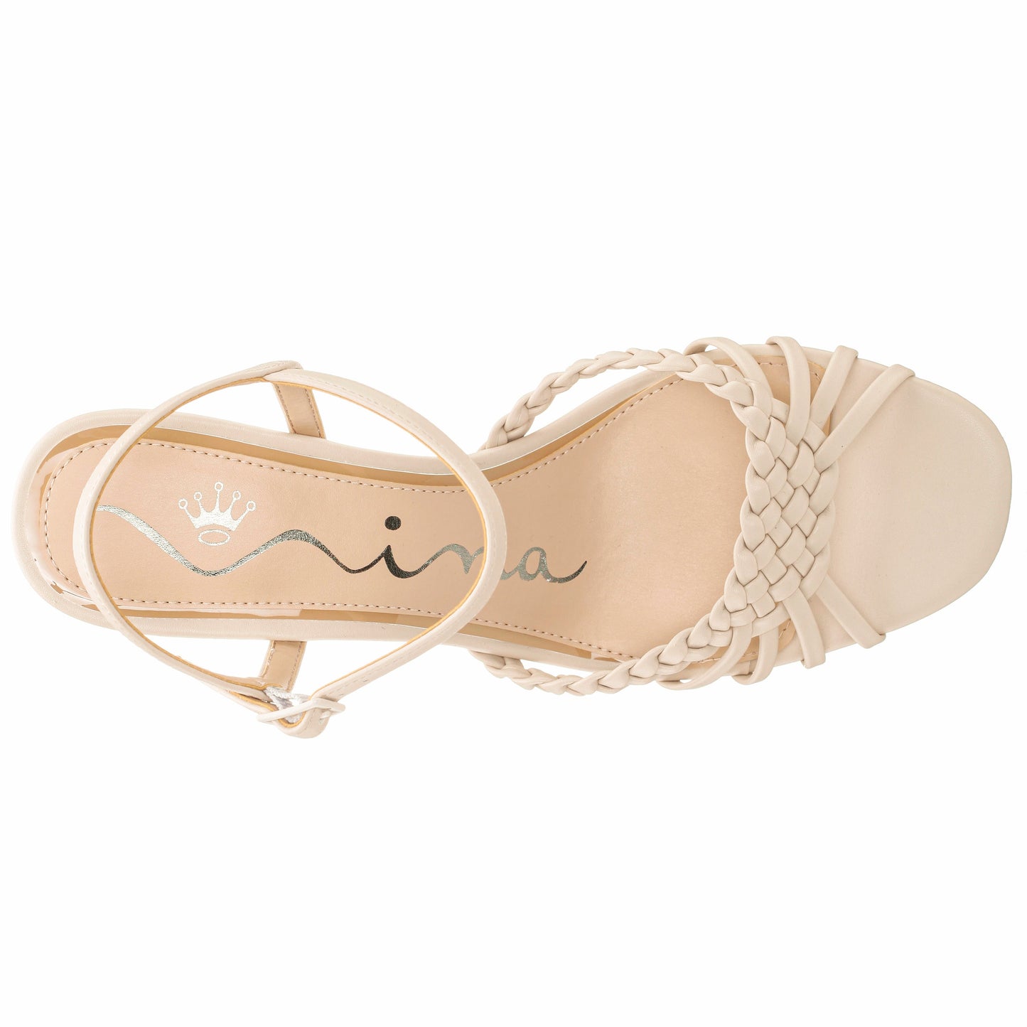 Babe Beige Leatherette Low-Heel Sandal | Nina Shoes