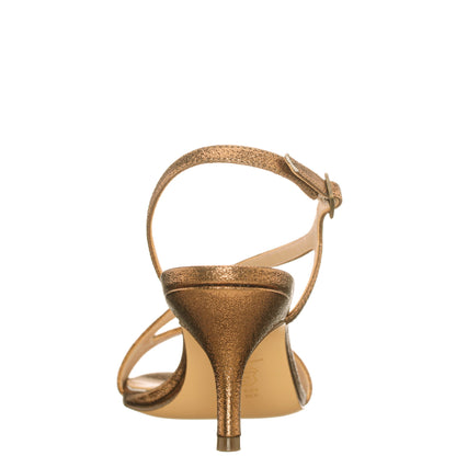 Bubbles Brown Textured Metallic Mid-Heel Sandal | Nina Shoes