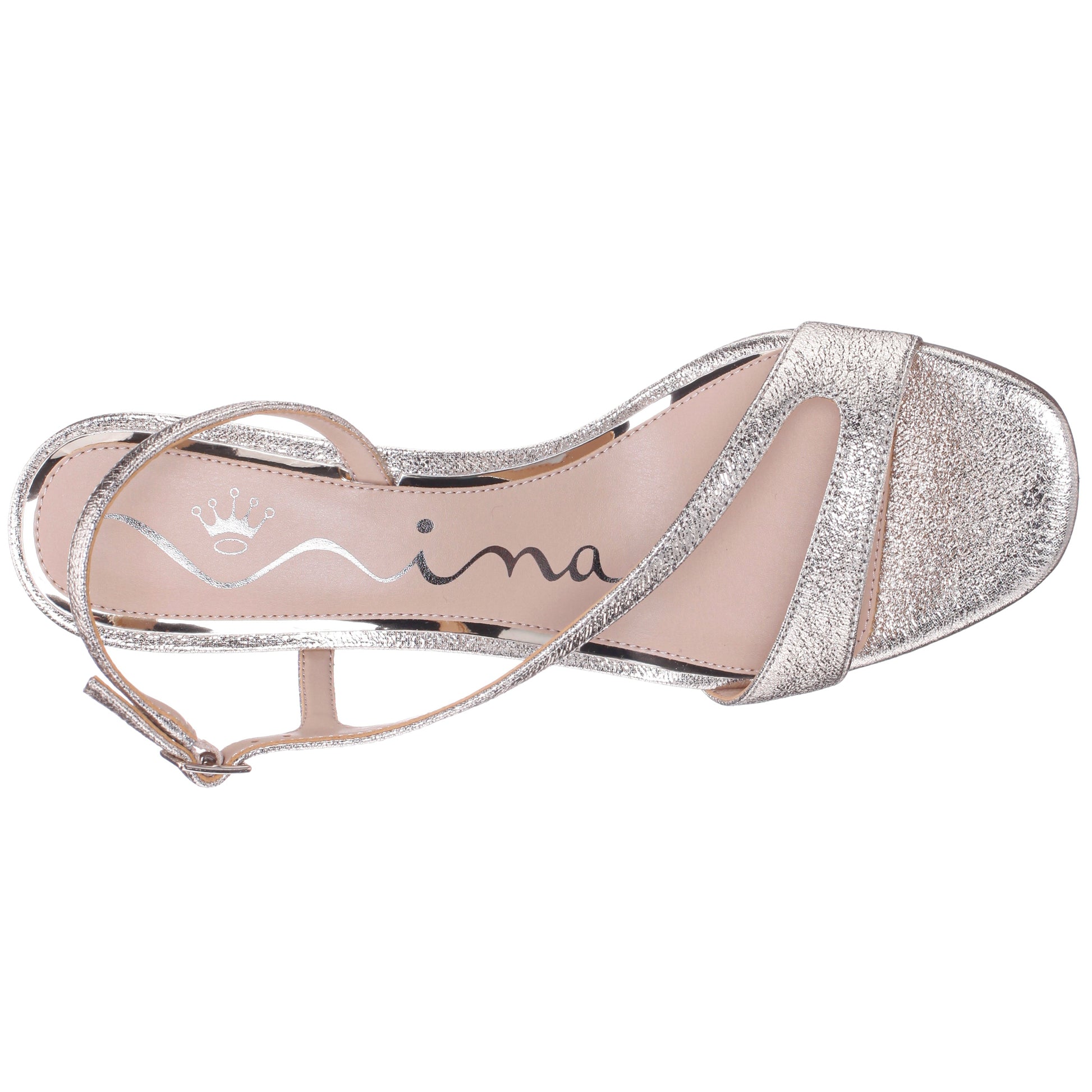 Bubbles Gold Textured Metallic Mid-Heel Sandal | Nina Shoes