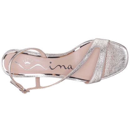 Bubbles Gold Textured Metallic Mid-Heel Sandal | Nina Shoes
