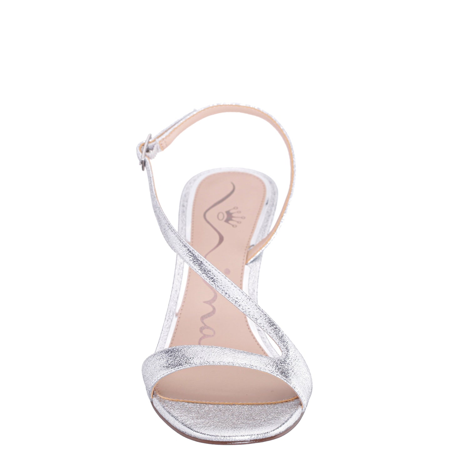 Bubbles Silver Textured Metallic Mid-Heel Sandal | Nina Shoes