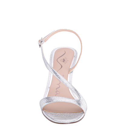 Bubbles Silver Textured Metallic Mid-Heel Sandal | Nina Shoes