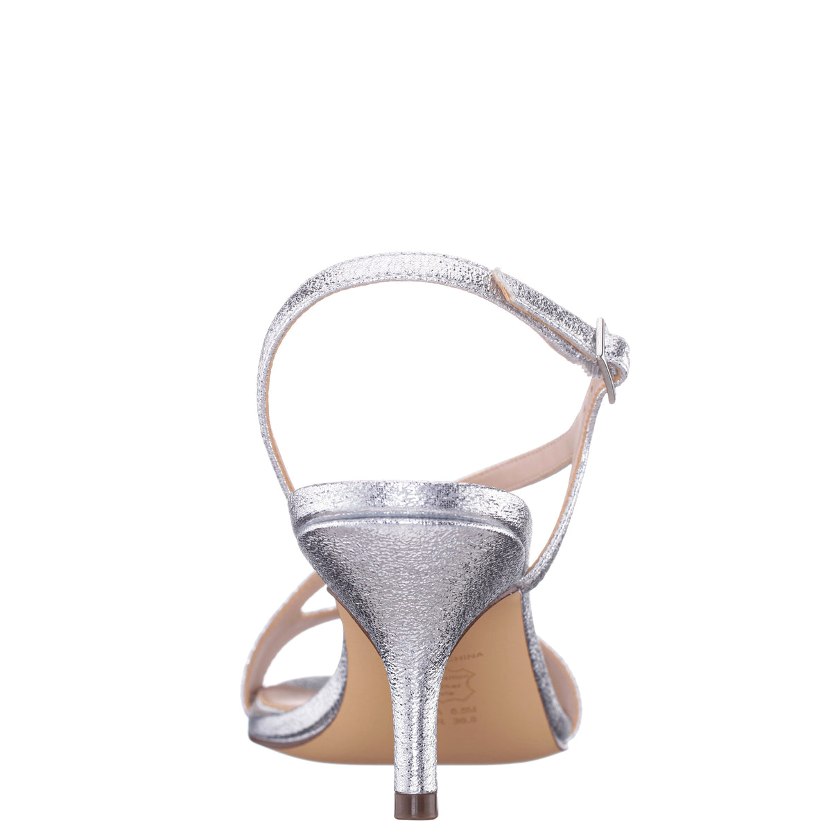 Bubbles Silver Textured Metallic Mid-Heel Sandal | Nina Shoes