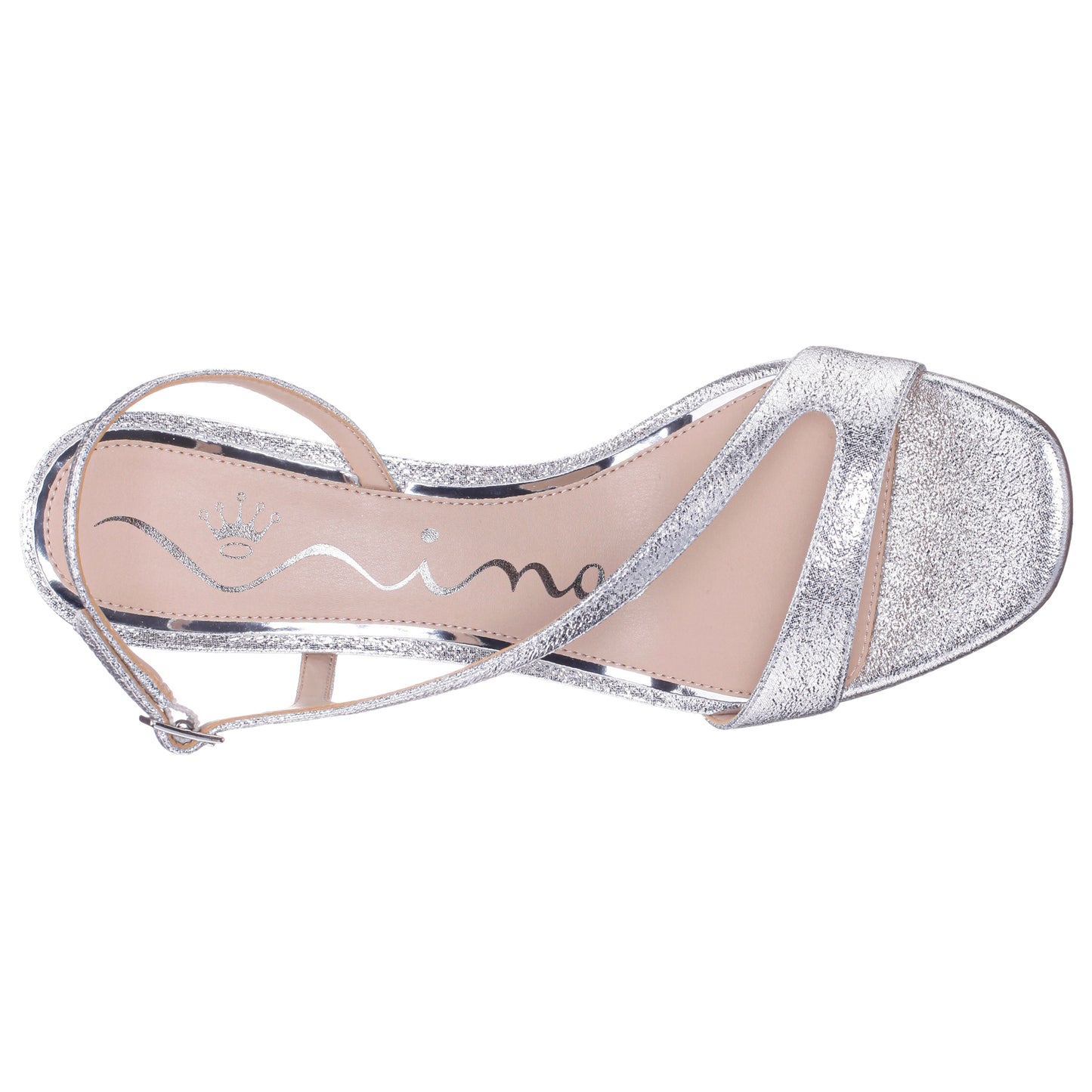 Bubbles Silver Textured Metallic Mid-Heel Sandal | Nina Shoes