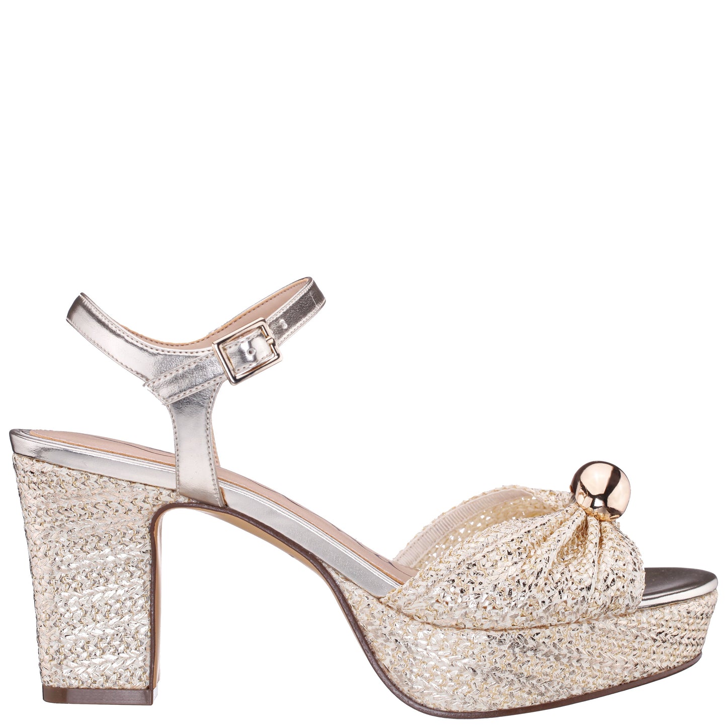 Fancey Gold Sandal Mid-Heel Platform | Nina Shoes