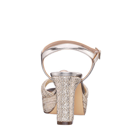 Fancey Gold Sandal Mid-Heel Platform | Nina Shoes