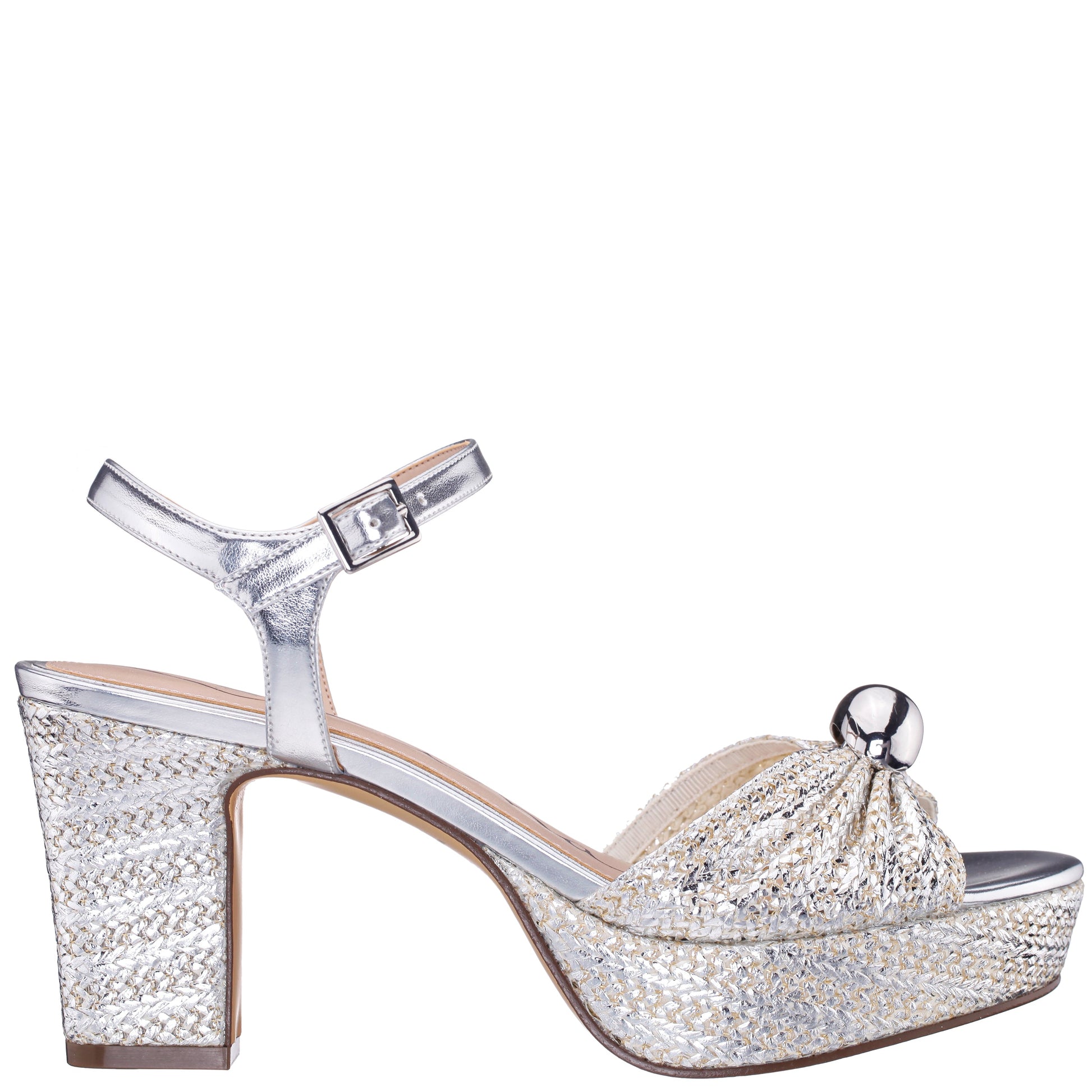 Fancey Silver Sandal Mid-Heel Platform | Nina Shoes
