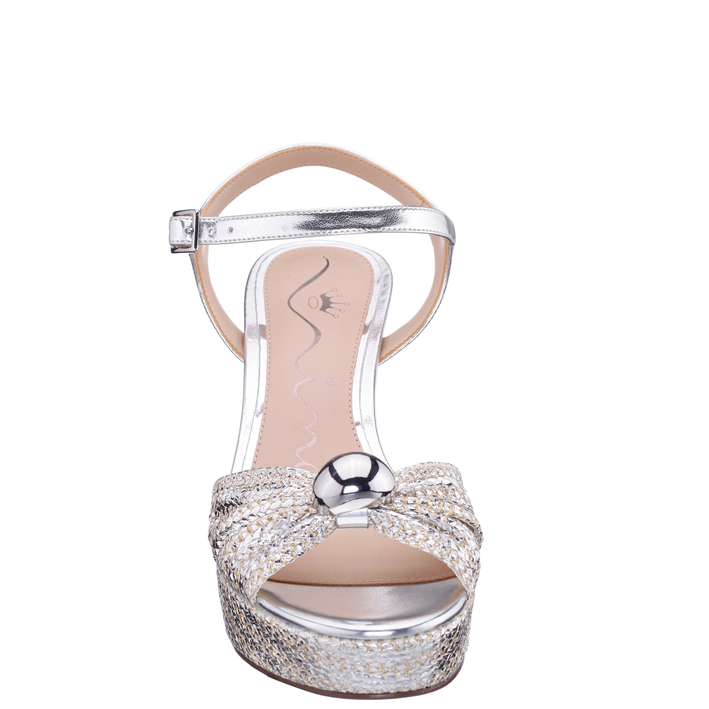 Fancey Silver Sandal Mid-Heel Platform | Nina Shoes