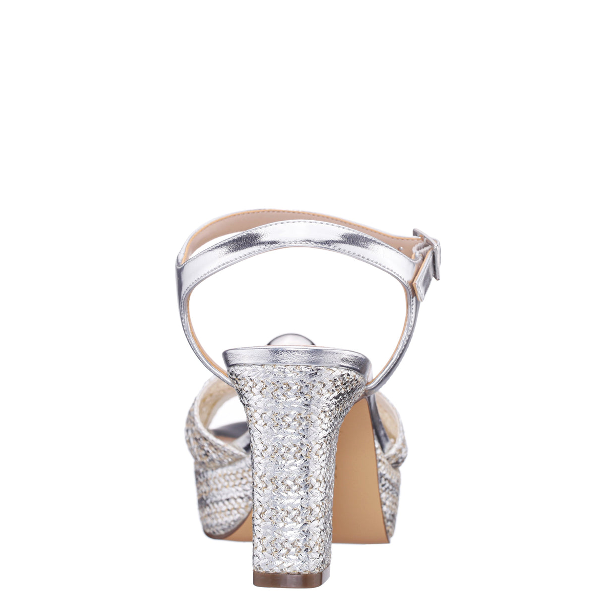 Fancey Silver Sandal Mid-Heel Platform | Nina Shoes