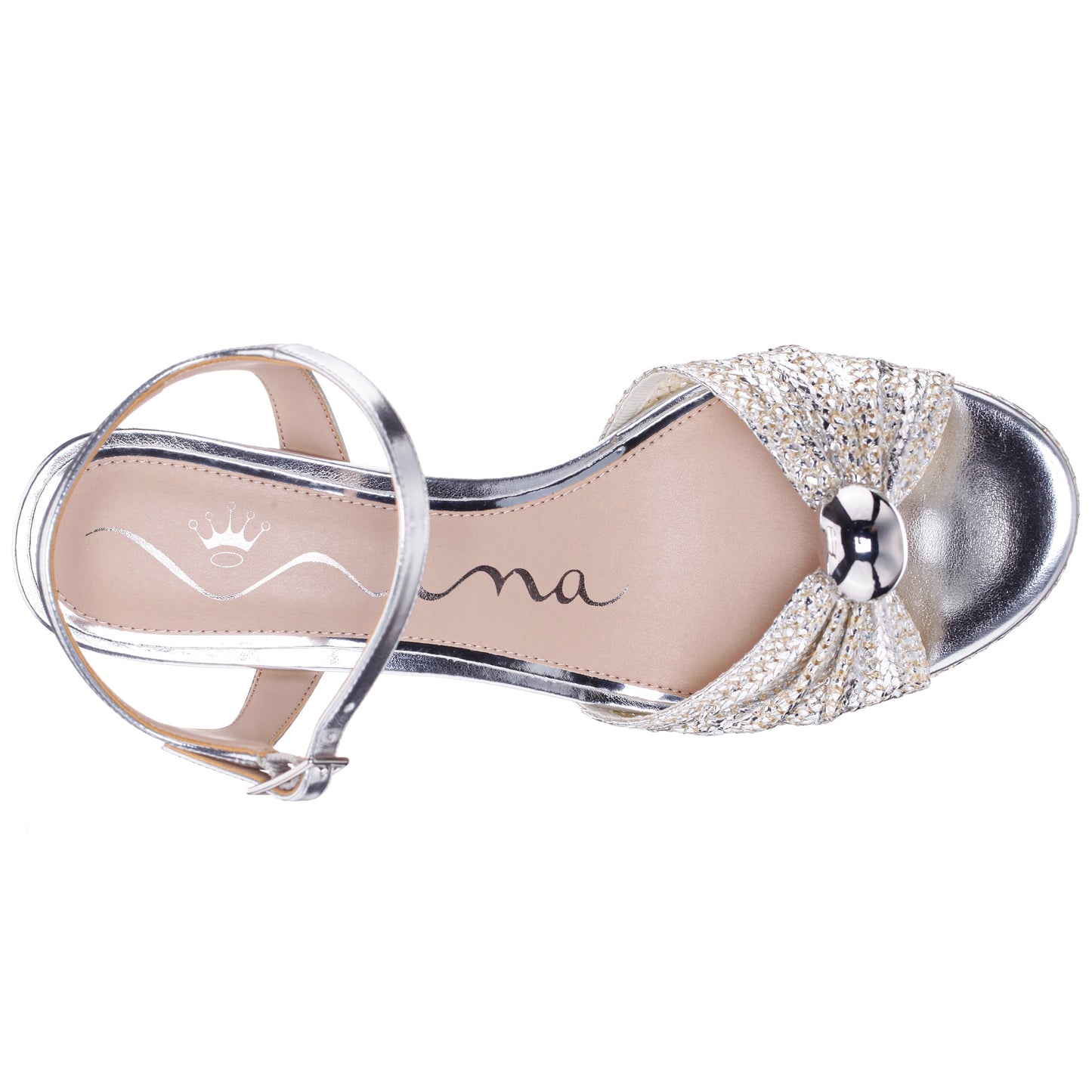 Fancey Silver Sandal Mid-Heel Platform | Nina Shoes