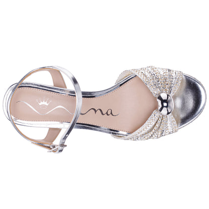 Fancey Silver Sandal Mid-Heel Platform | Nina Shoes