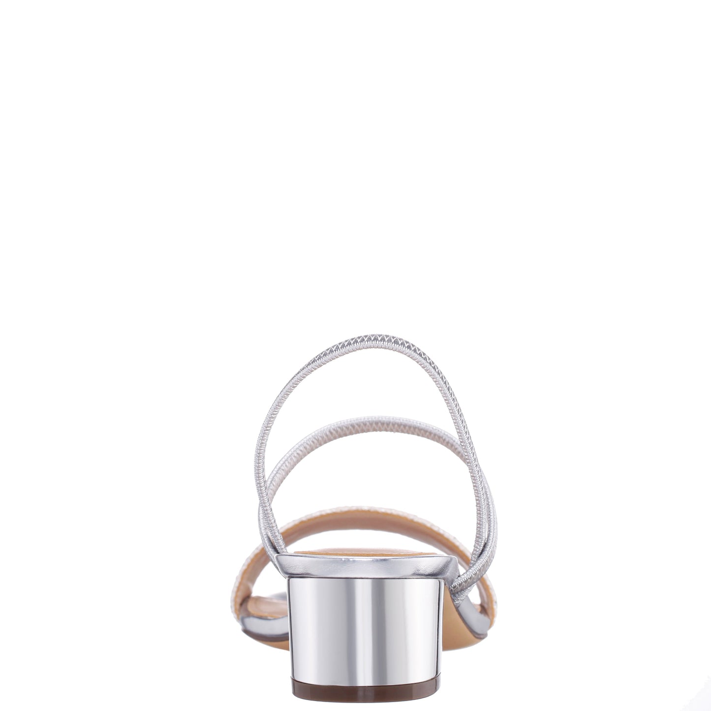 Gessica Silver Metallic Straw Block Heel Sandal | Nina Shoes