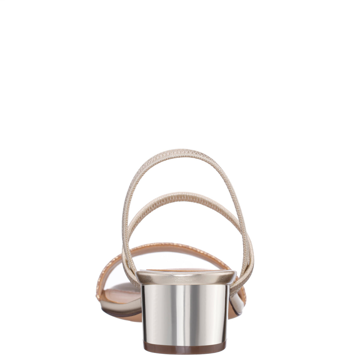 Gessica Gold Metallic Straw Block Heel Sandal | Nina Shoes