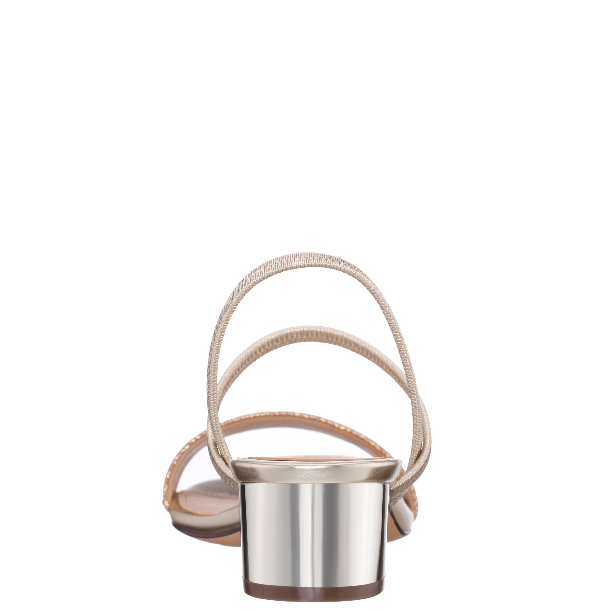 Gessica Gold Metallic Straw Block Heel Sandal | Nina Shoes