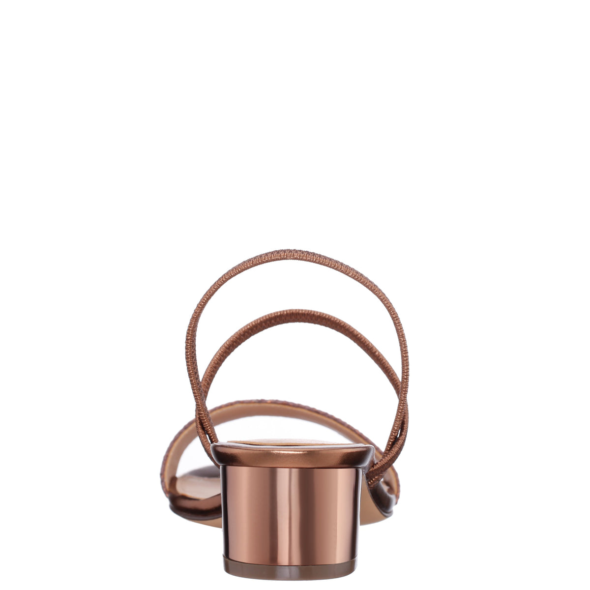 Gessica Brown Metallic Straw Block Heel Sandal | Nina Shoes