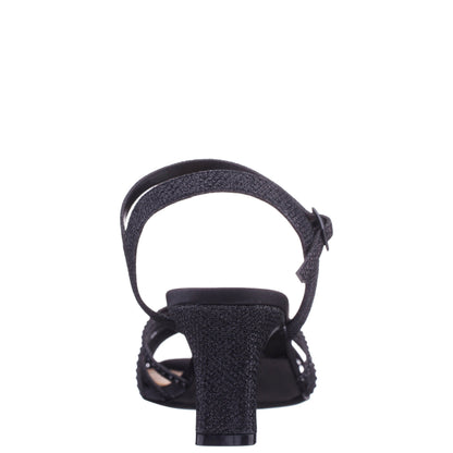 Bryna Black Ankle Strap Mid-Heel Sandals | Nina Shoes