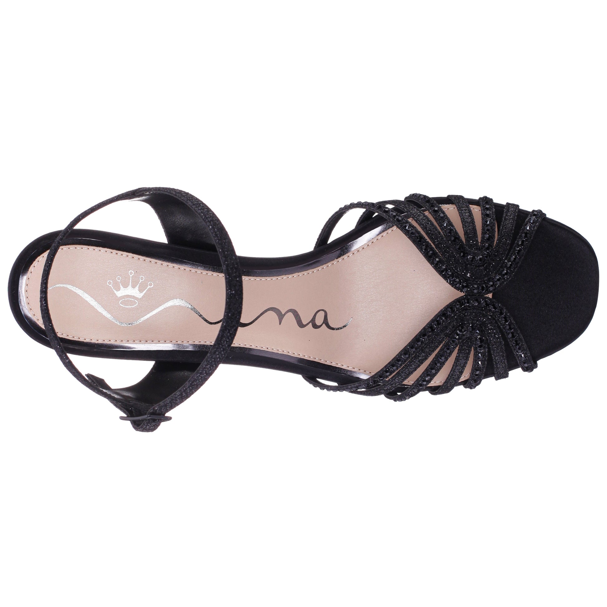 Bryna Black Ankle Strap Mid-Heel Sandals | Nina Shoes