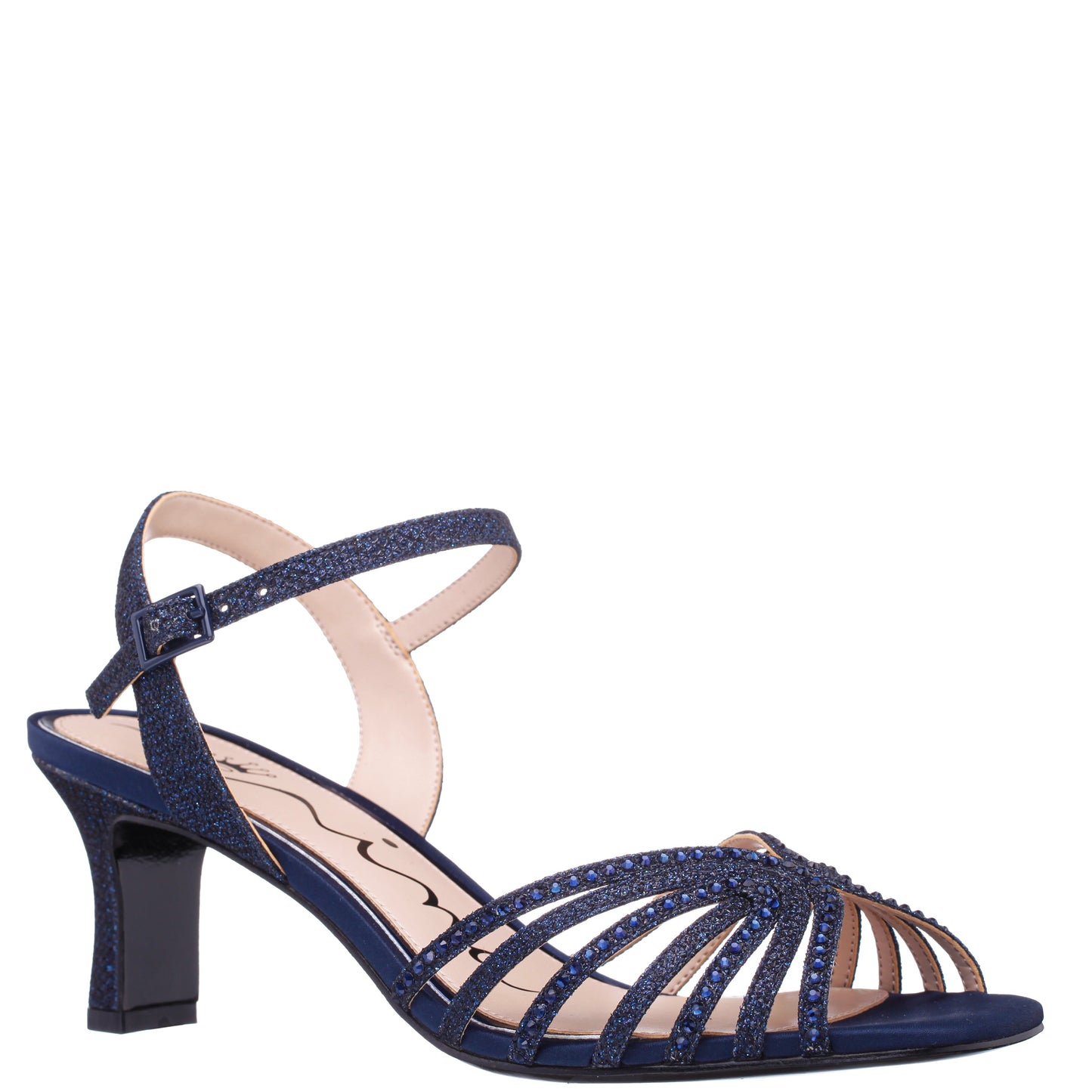 Bryna Blue Ankle Strap Mid-Heel Sandals | Nina Shoes