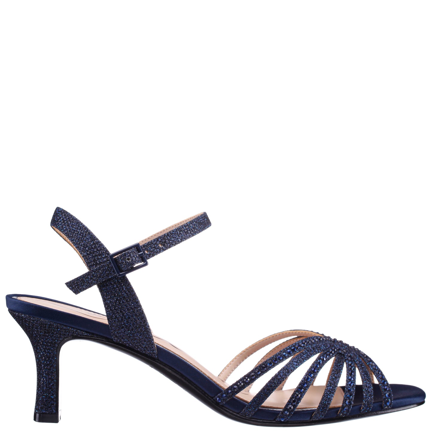 Bryna Blue Ankle Strap Mid-Heel Sandals | Nina Shoes