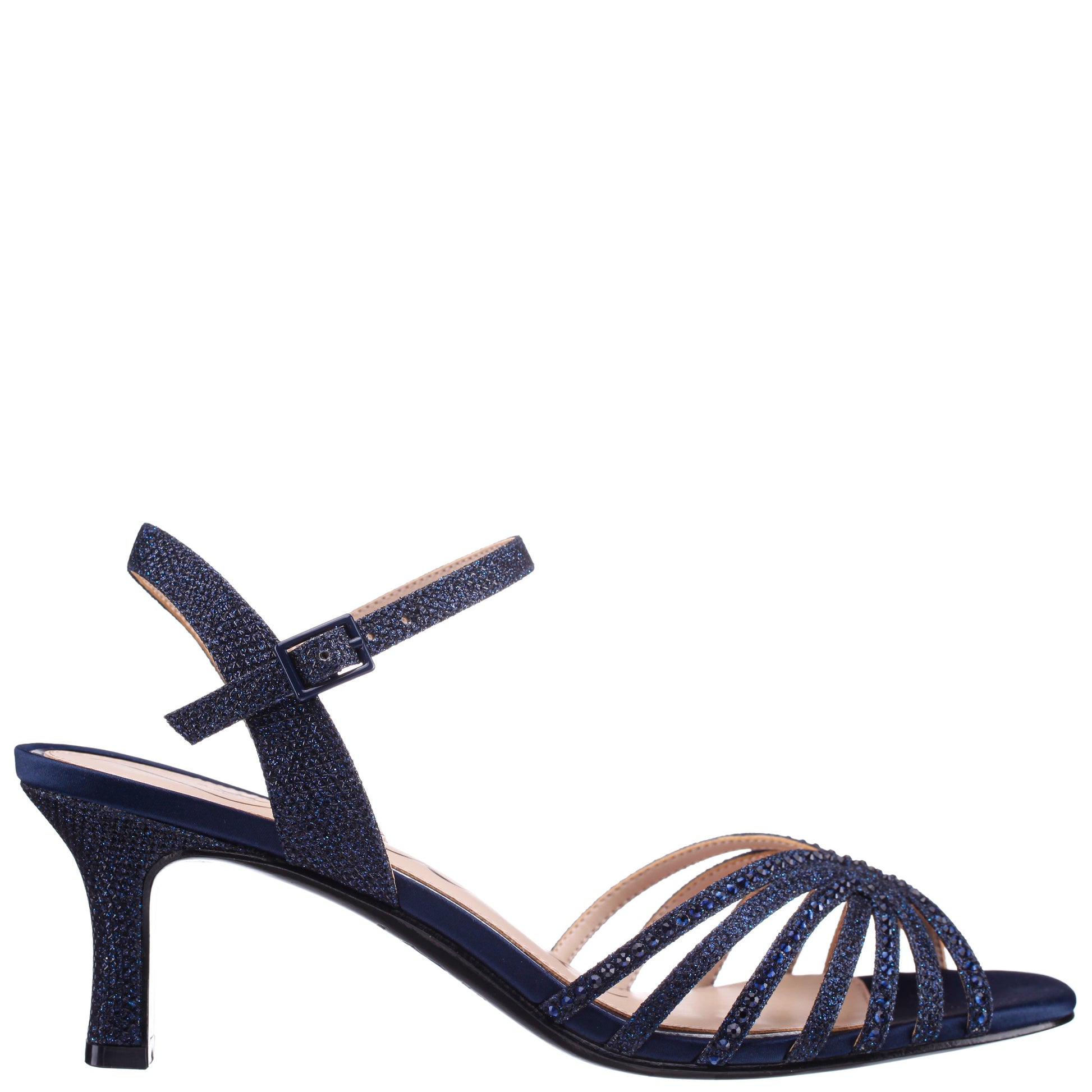 Bryna Blue Ankle Strap Mid-Heel Sandals | Nina Shoes