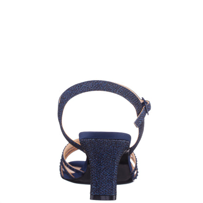 Bryna Blue Ankle Strap Mid-Heel Sandals | Nina Shoes