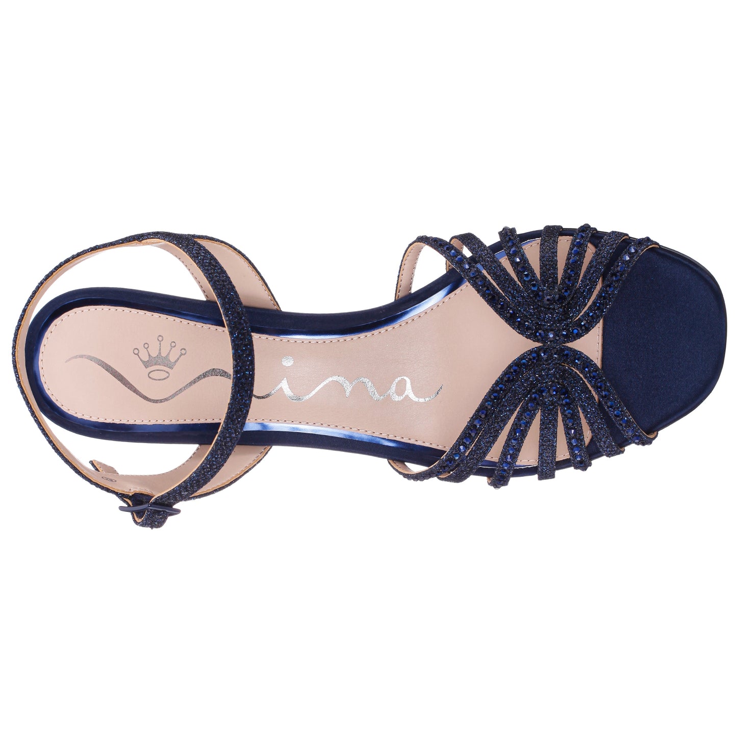 Bryna Blue Ankle Strap Mid-Heel Sandals | Nina Shoes