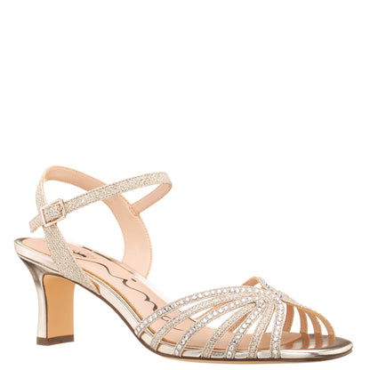 Bryna Soft Platino Ankle Strap Mid-Heel Sandals | Nina Shoes