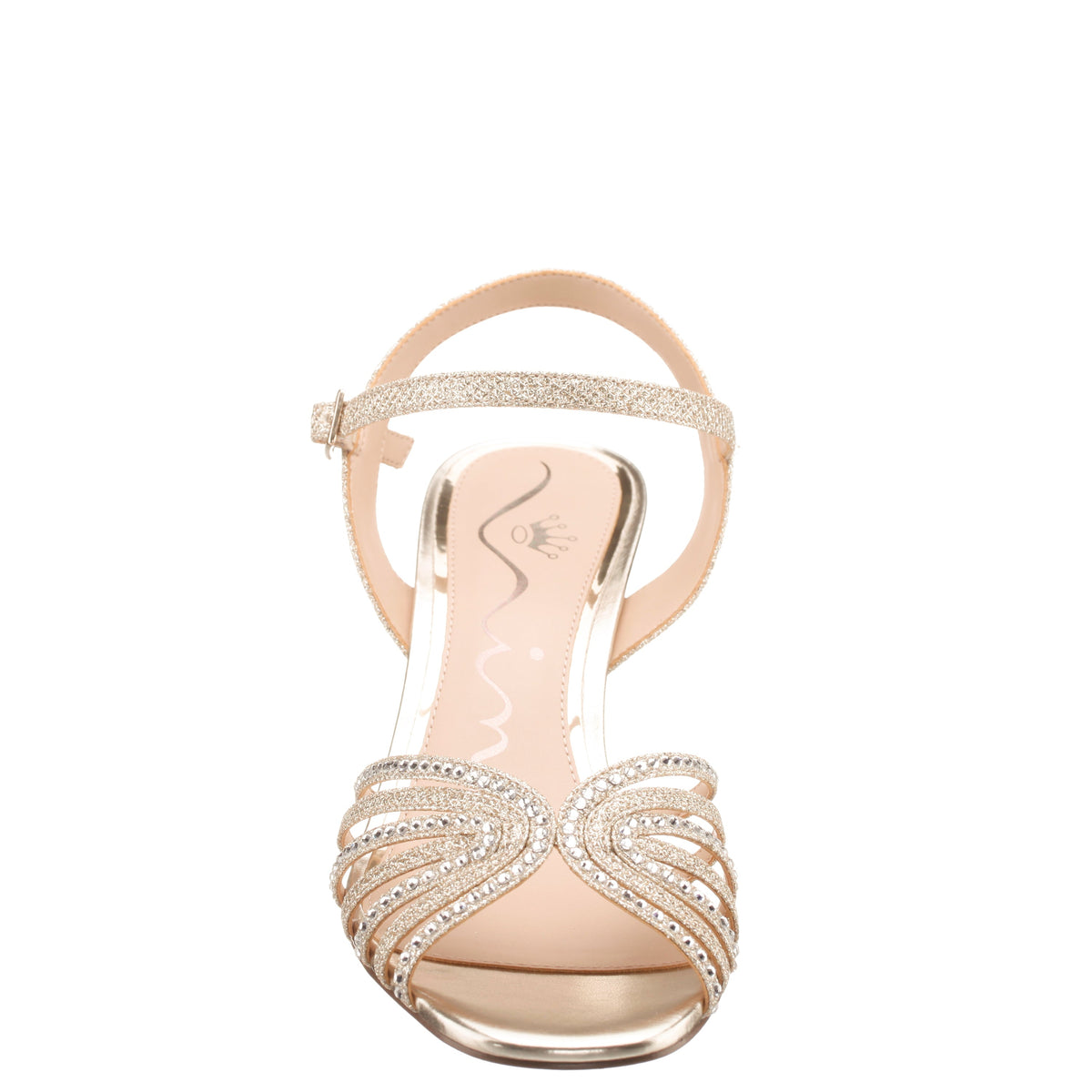 Bryna Soft Platino Ankle Strap Mid-Heel Sandals | Nina Shoes