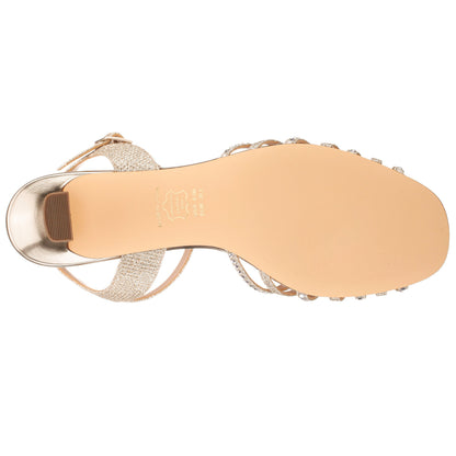 Bryna Soft Platino Ankle Strap Mid-Heel Sandals | Nina Shoes