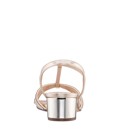Goldie Gold Sandal Low-Heel | Nina Shoes