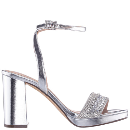 Sofina Silver Block-Heel Platform Sandals | Nina Shoes