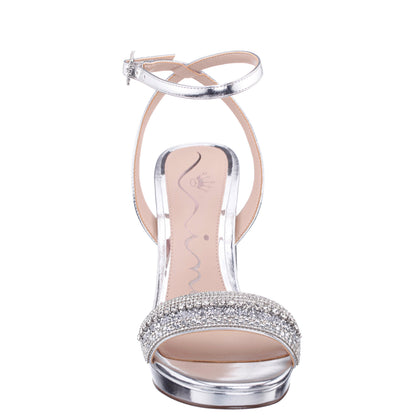 Sofina Silver Block-Heel Platform Sandals | Nina Shoes