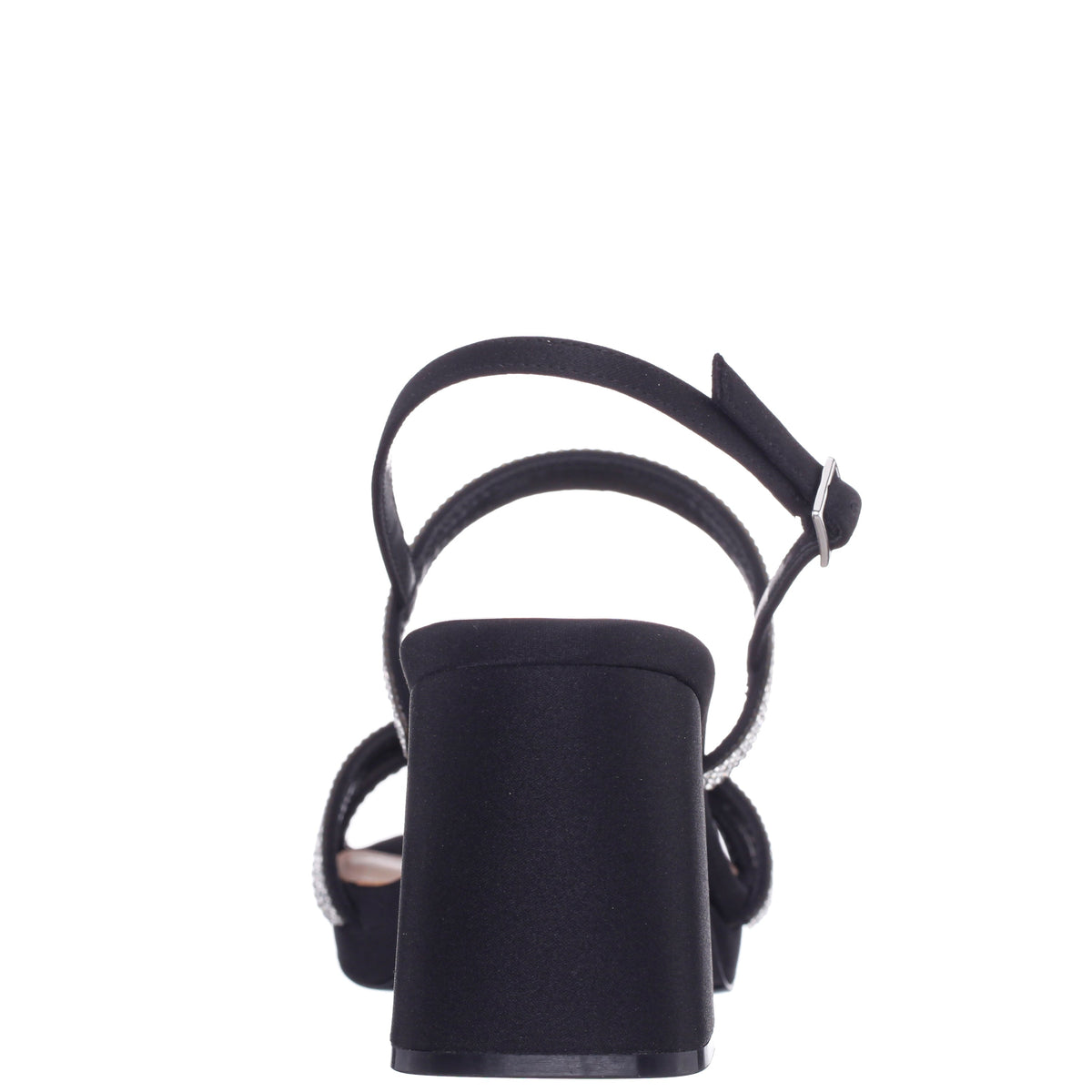 Berna Black Satin Block-Heel Platform Sandals | Nina Shoes