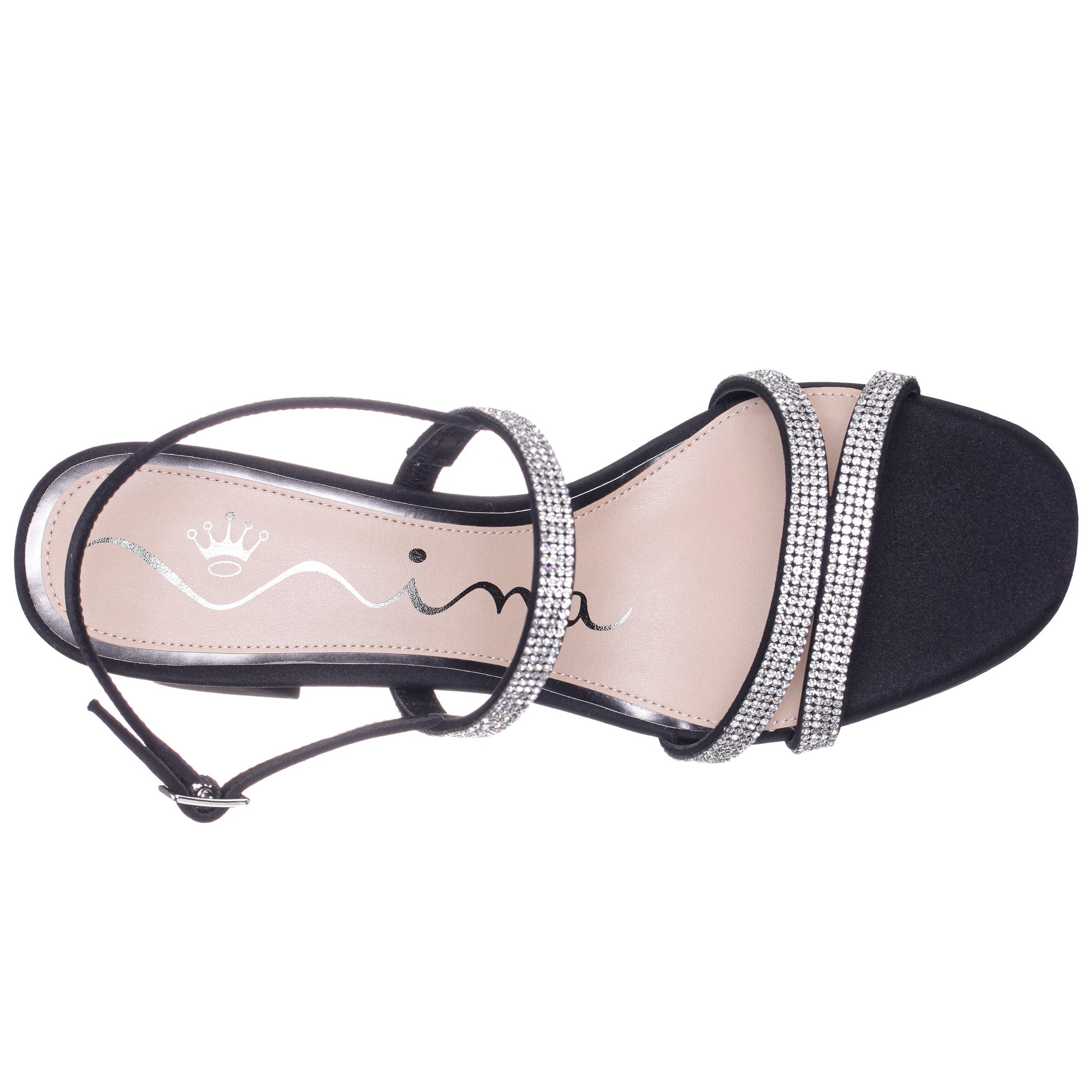 Berna Black Satin Block-Heel Platform Sandals | Nina Shoes