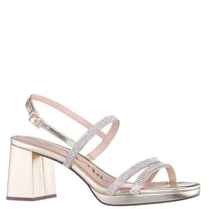 Berna Platino Metallic Block-Heel Platform Sandals | Nina Shoes