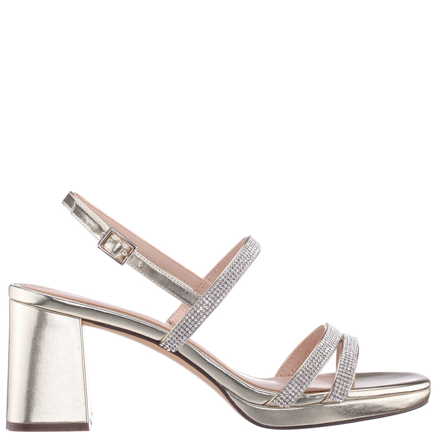 Berna Platino Metallic Block-Heel Platform Sandals | Nina Shoes