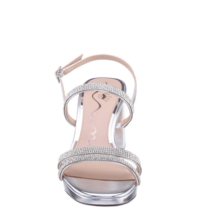Berna Silver Metallic Block-Heel Platform Sandals | Nina Shoes