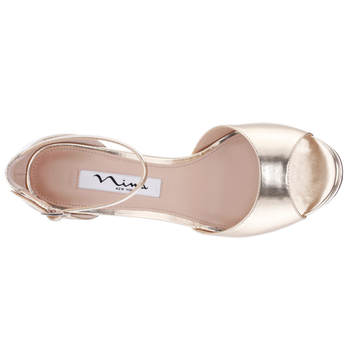 Famia Platino Metallic Stiletto Platform Sandals with Ankle-Strap | Nina Shoes