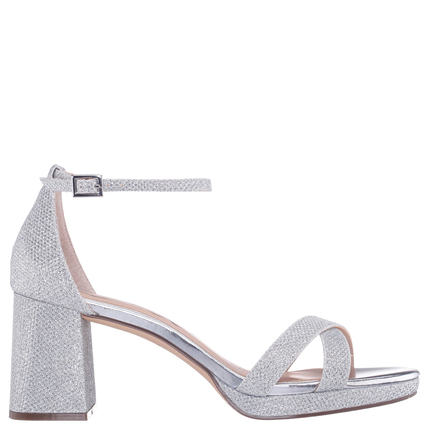 Berneta Silver Block-Heel Platform Sandals | Nina Shoes