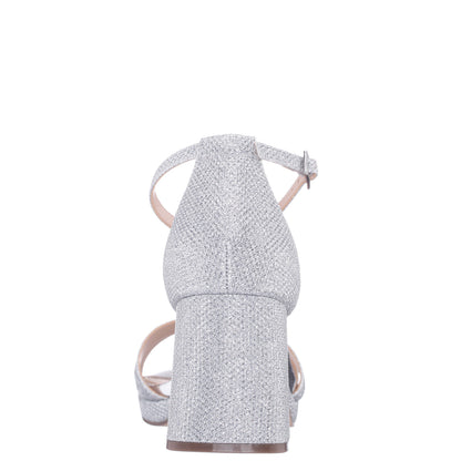 Berneta Silver Block-Heel Platform Sandals | Nina Shoes