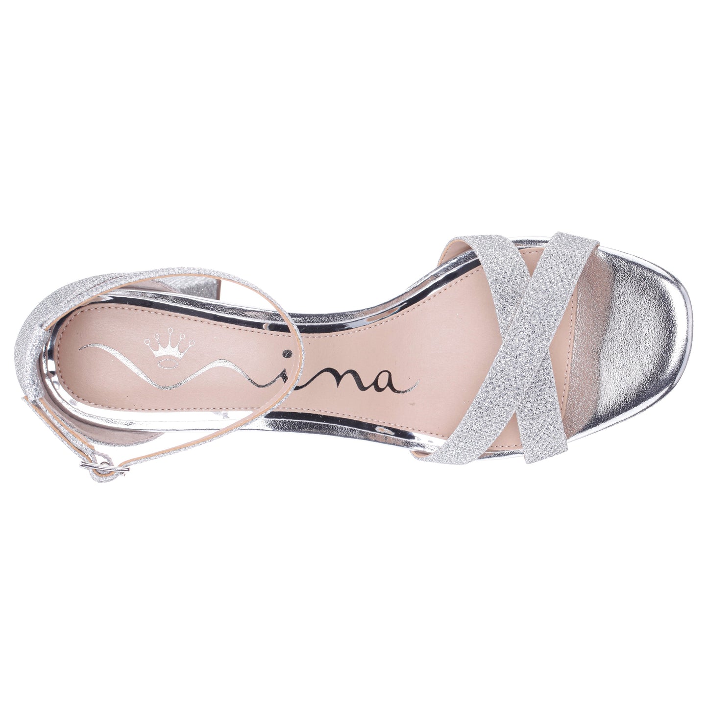 Berneta Silver Block-Heel Platform Sandals | Nina Shoes
