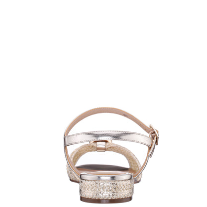 Slater Gold Metallic Flat Sandal Flat-Shoe | Nina Shoes