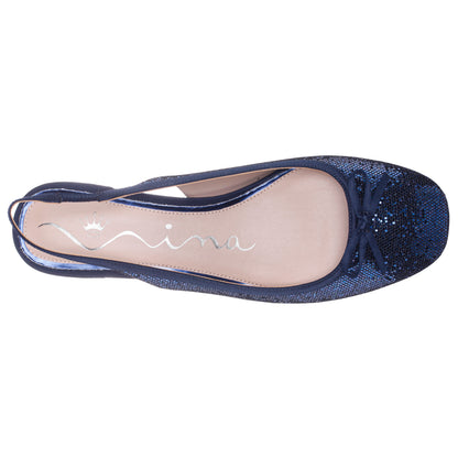 Kourtny Blue Block-Heel Pumps | Nina Shoes